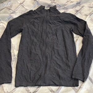 Fabletics Black Textured Zip-Up Jacket